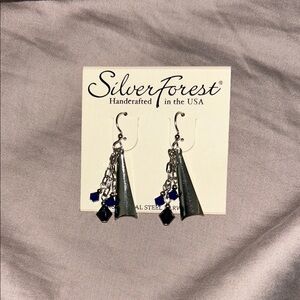 Silver Forest Handcrafted Silver and Blue Earrings
